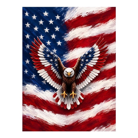 Diamond Art Kit for Adults, Flag Wing Eagle Diamond Painting for Adults Beginners, 5D DIY Diamond Art Painting Kits, Colorful Diamond Painting Craft for Home Decor 12x16