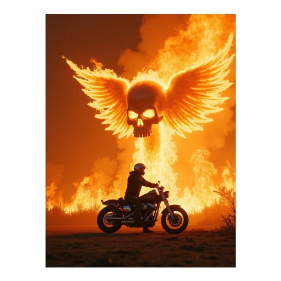 Diamond Art Kit for Adults, Flaming Motorcycle Skull Wings Diamond Painting for Adults Beginners, DIY Diamond Art Painting Kits, 5D Diamond Painting Crafts for Home Decor 12x16 Frameless