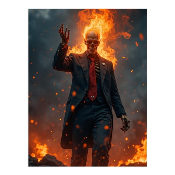 Diamond Art Kit for Adults, Flaming Skeleton In Formal Attire Diamond Painting for Adults Beginners, DIY Diamond Art Painting Kits, 5D Diamond Painting Crafts for Home Decor 12x16 Frameless