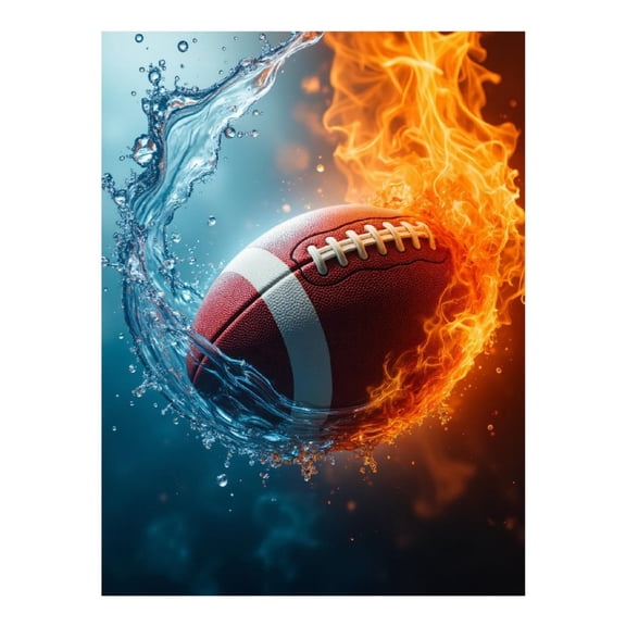 Diamond Art Kit for Adults, Flaming Water Football Fusion Diamond Painting for Adults Beginners, DIY Diamond Art Painting Kits, 5D Diamond Painting Crafts for Home Decor 12x16 Frameless