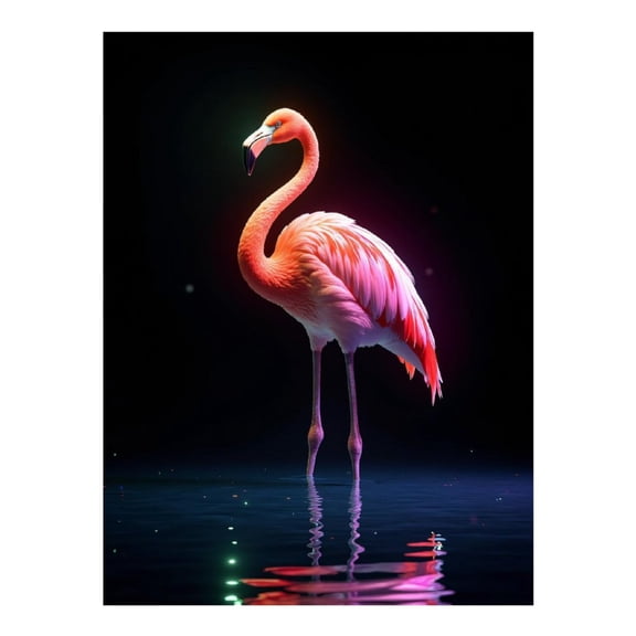 Diamond Art Kit for Adults, Flamingo Neon Reflection Artistry Diamond Painting for Adults Beginners, DIY Diamond Art Painting Kits, 5D Diamond Painting Crafts for Home Decor 12x16 Frameless