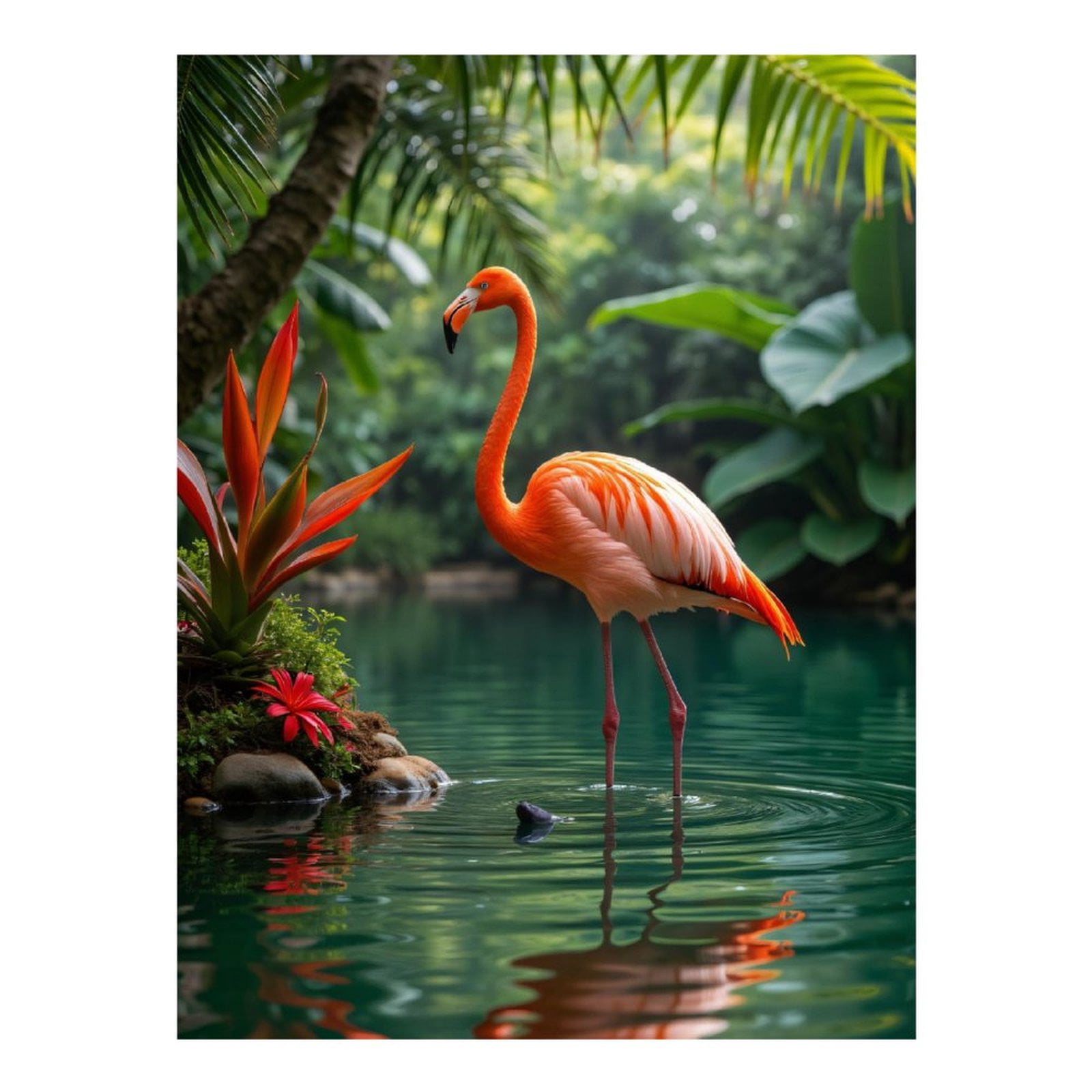 Diamond Art Kit for Adults, Flamingo Tranquil Tropical Scene Diamond Painting for Adults Beginners, DIY Diamond Art Painting Kits, 5D Diamond Painting Crafts for Home Decor 12x16 Frameless