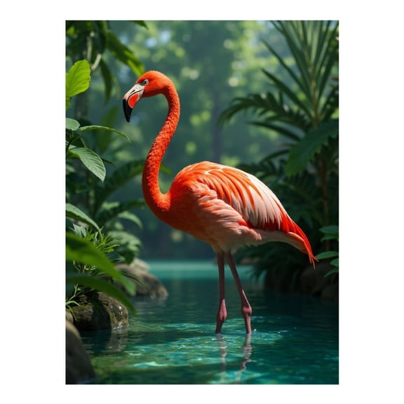 Diamond Art Kit for Adults, Flamingo In Tropical Lagoon Diamond Painting for Adults Beginners, 5D DIY Diamond Art Painting Kits, Colorful Diamond Painting Craft for Home Decor 12x16