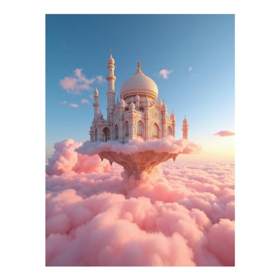 Diamond Art Kit for Adults, Floating Palace Pink Clouds Sky Diamond Painting for Adults Beginners, DIY Diamond Art Painting Kits, 5D Diamond Painting Crafts for Home Decor 12x16 Frameless