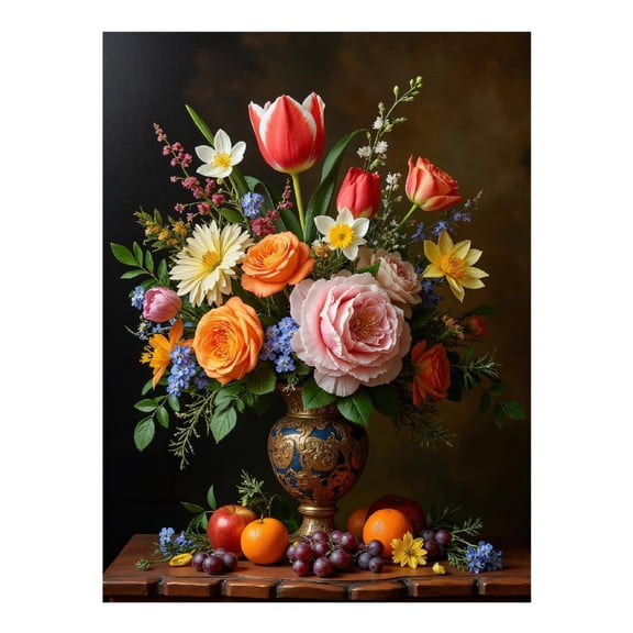 Diamond Art Kit for Adults, Floral Arrangement Still Life Art Diamond Painting for Adults Beginners, 5D DIY Diamond Art Painting Kits, Colorful Diamond Painting Craft for Home Decor 12x16