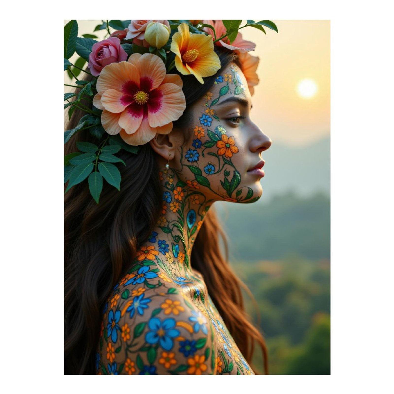 Diamond Art Kit for Adults, Floral Art Nature Portrait Woman Diamond Painting for Adults Beginners, 5D DIY Diamond Art Painting Kits, Colorful Diamond Painting Craft for Home Decor 12x16