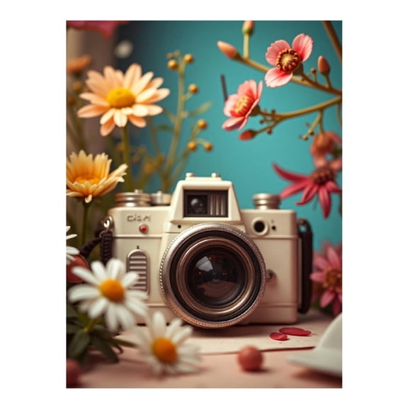 Diamond Art Kit for Adults, Floral Camera Print No.547 Diamond Painting for Adults Beginners, 5D DIY Diamond Art Painting Kits, Colorful Diamond Painting Craft for Home Decor 12x16