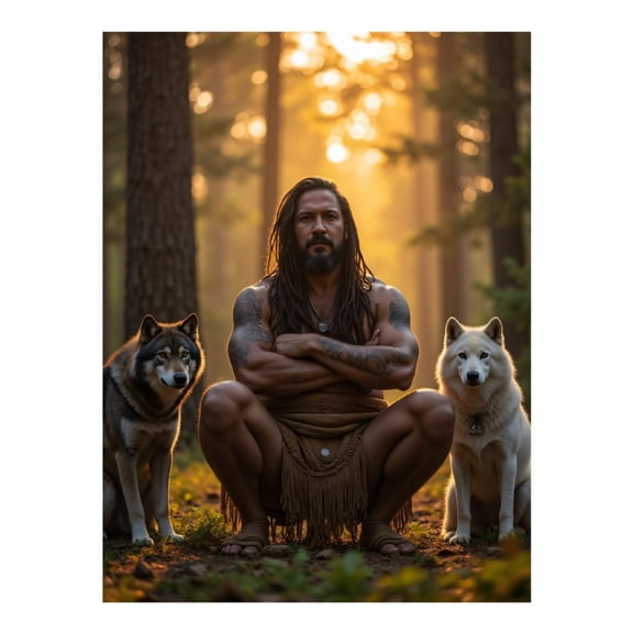 Diamond Art Kit for Adults, Forest Man With Wolves Diamond Painting for Adults Beginners, 5D DIY Diamond Art Painting Kits, Colorful Diamond Painting Craft for Home Decor 12x16