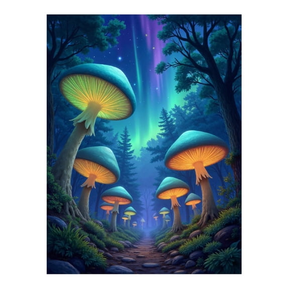 Diamond Art Kit for Adults, Forest Mushrooms Night Sky Diamond Painting for Adults Beginners, 5D DIY Diamond Art Painting Kits, Colorful Diamond Painting Craft for Home Decor 12x16