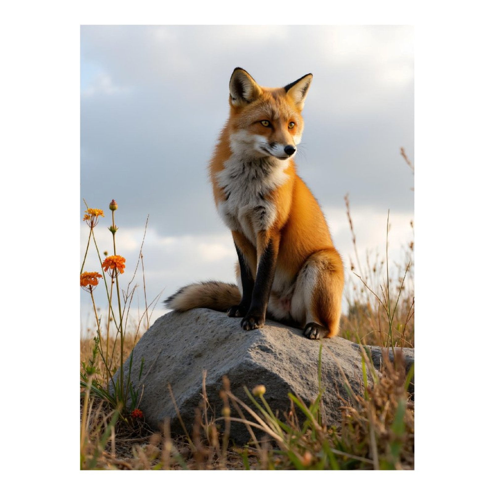 Diamond Art Kit for Adults, Fox On Rock In Grassland Diamond Painting for Adults Beginners, 5D DIY Diamond Art Painting Kits, Colorful Diamond Painting Craft for Home Decor 12x16
