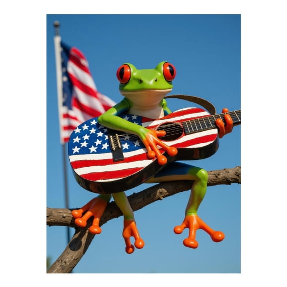 Diamond Art Kit for Adults, Frog Guitar Patriotic Art Scene Diamond Painting for Adults Beginners, 5D DIY Diamond Art Painting Kits, Colorful Diamond Painting Craft for Home Decor 12x16 Frameless