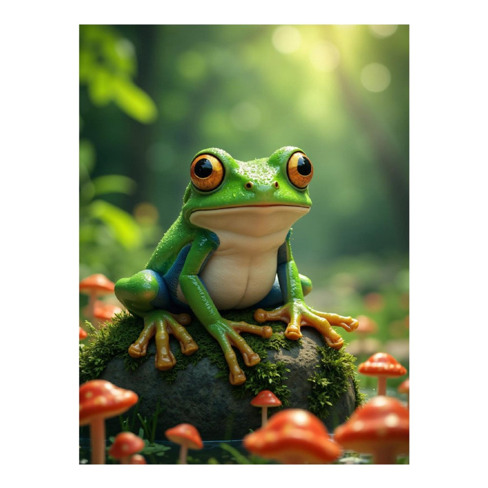 Diamond Art Kit for Adults, Frog On Mossy Rock With Mushrooms Diamond Painting for Adults Beginners, DIY Diamond Art Painting Kits, 5D Diamond Painting Crafts for Home Decor 12x16 Frameless