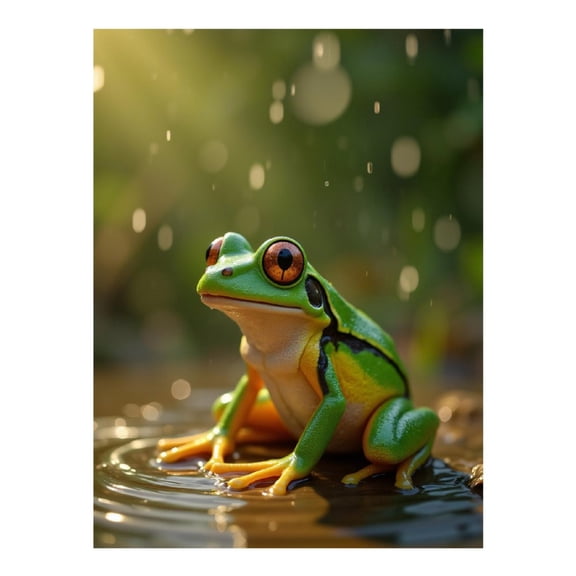 Diamond Art Kit for Adults, Frog In Sunlit Rain Scene Diamond Painting for Adults Beginners, DIY Diamond Art Painting Kits, 5D Diamond Painting Crafts for Home Decor 12x16 Frameless