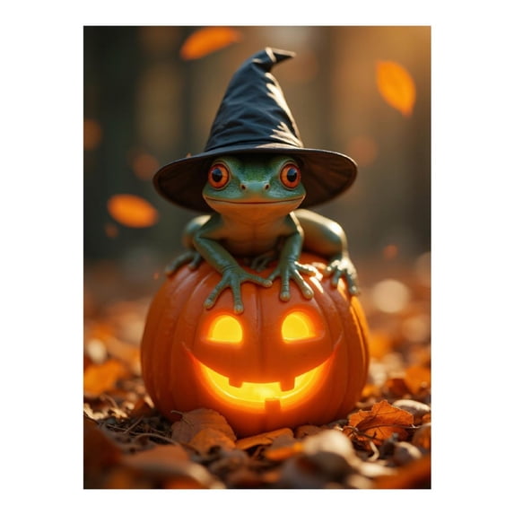 Diamond Art Kit for Adults, Frog Witch Hat Pumpkin Lantern Diamond Painting for Adults Beginners, 5D DIY Diamond Art Painting Kits, Colorful Diamond Painting Craft for Home Decor 12x16