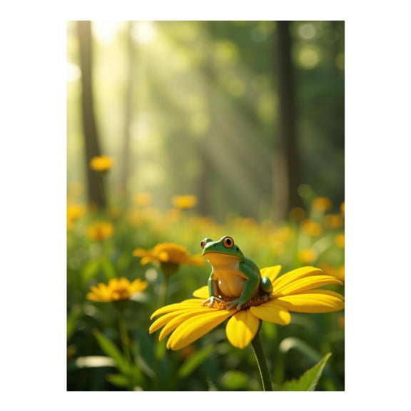 Diamond Art Kit for Adults, Frog On Yellow Flower Forest Light Diamond Painting for Adults Beginners, 5D DIY Diamond Art Painting Kits, Colorful Diamond Painting Craft for Home Decor 12x16