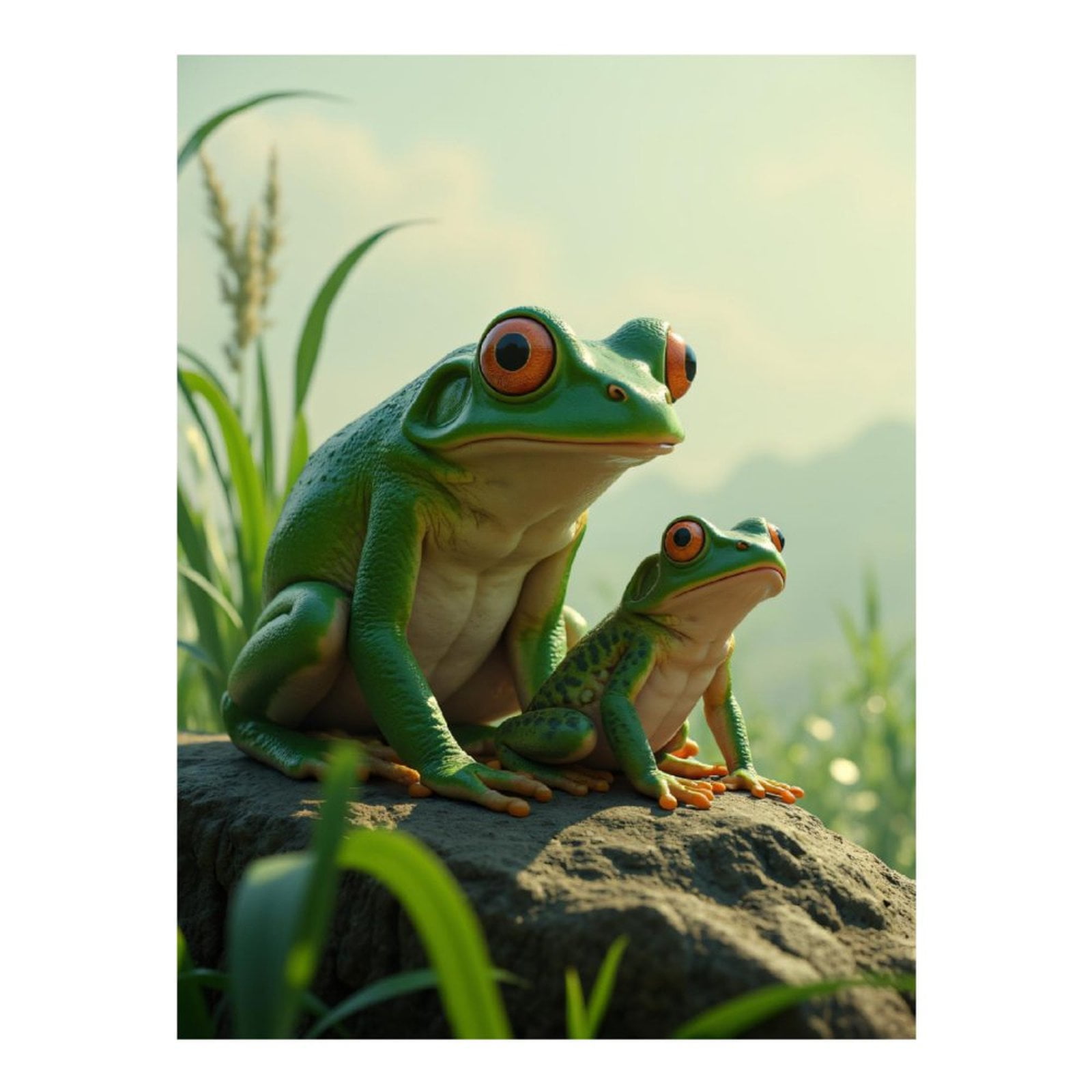 Diamond Art Kit for Adults, Frogs On Rock Green Landscape Diamond Painting for Adults Beginners, 5D DIY Diamond Art Painting Kits, Colorful Diamond Painting Craft for Home Decor 12x16