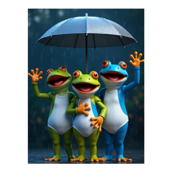 Diamond Art Kit for Adults, Frogs Under Umbrella Rainy Day Diamond Painting for Adults Beginners, 5D DIY Diamond Art Painting Kits, Colorful Diamond Painting Craft for Home Decor 12x16