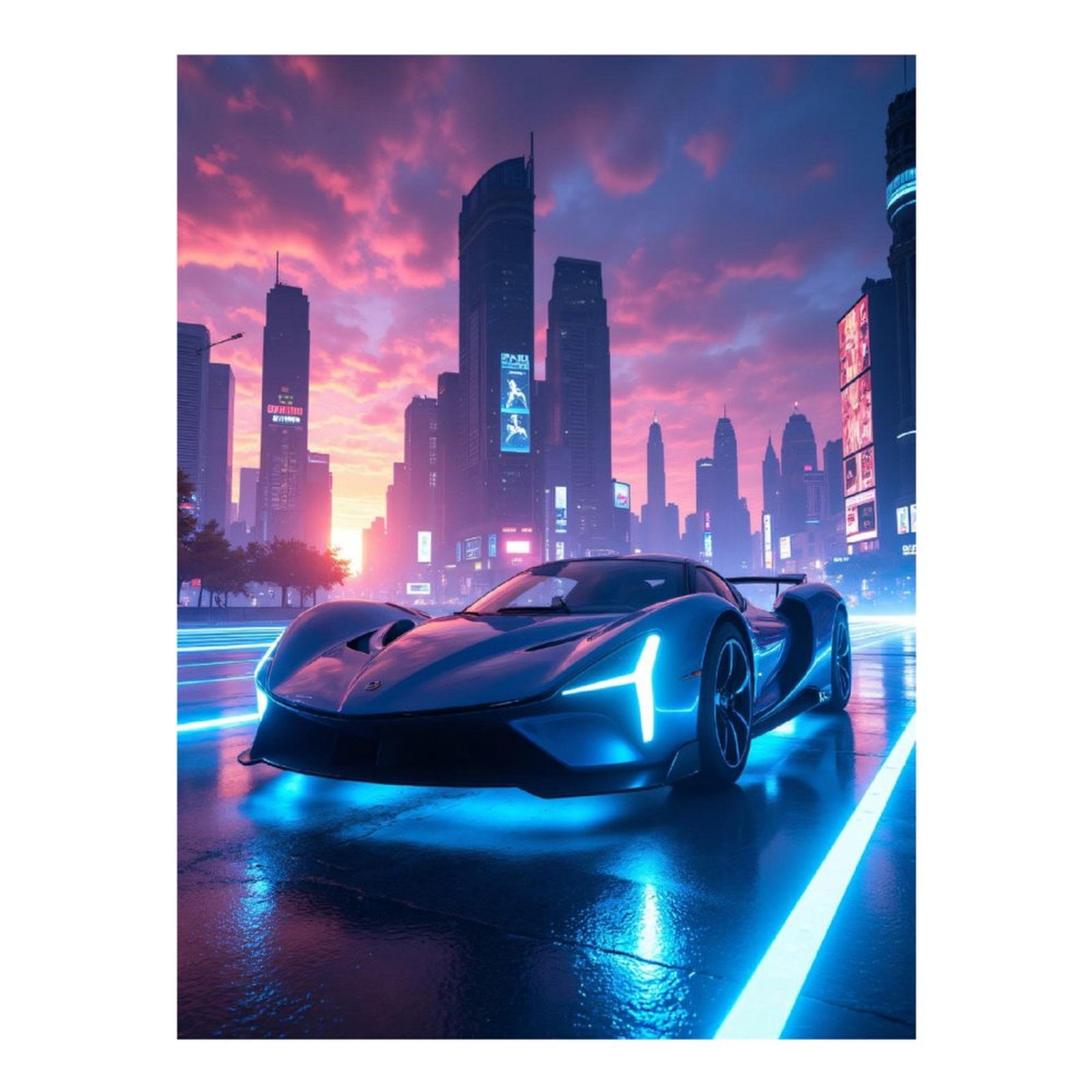 Diamond Art Kit for Adults, Futuristic Neon City Sports Car Diamond Painting for Adults Beginners, DIY Diamond Art Painting Kits, 5D Diamond Painting Crafts for Home Decor 12x16 Frameless