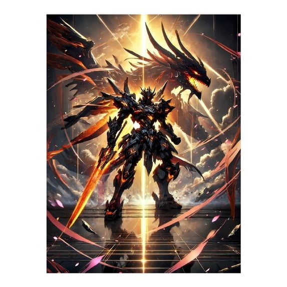 Diamond Art Kit for Adults, Futuristic Warrior Dragon Epic Sky Diamond Painting for Adults Beginners, 5D DIY Diamond Art Painting Kits, Colorful Diamond Painting Craft for Home Decor 12x16
