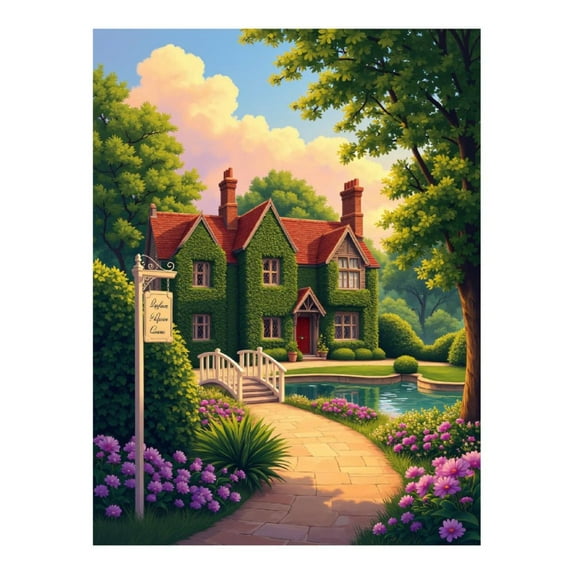 Diamond Art Kit for Adults, Garden Cottage Scenic Pathway Diamond Painting for Adults Beginners, 5D DIY Diamond Art Painting Kits, Colorful Diamond Painting Craft for Home Decor 12x16