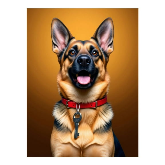 Diamond Art Kit for Adults, German Shepherd Dog Red Collar Diamond Painting for Adults Beginners, DIY Diamond Art Painting Kits, 5D Diamond Painting Crafts for Home Decor 12x16 Frameless