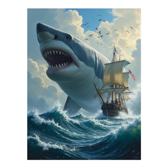 Diamond Art Kit for Adults, Giant Shark Ship Ocean Adventure Diamond Painting for Adults Beginners, DIY Diamond Art Painting Kits, 5D Diamond Painting Crafts for Home Decor 12x16 Frameless
