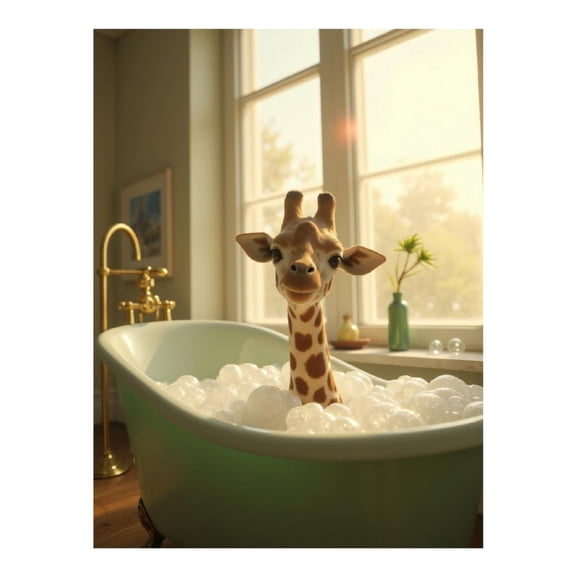 Diamond Art Kit for Adults, Giraffe Bathtub Bubbles Sunlight Bliss Diamond Painting for Adults Beginners, DIY Diamond Art Painting Kits, 5D Diamond Painting Crafts for Home Decor 12x16 Frameless