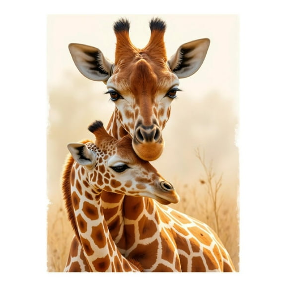 Diamond Art Kit for Adults, Giraffe Mother Calf Gentle Embrace Diamond Painting for Adults Beginners, 5D DIY Diamond Art Painting Kits, Colorful Diamond Painting Craft for Home Decor 12x16