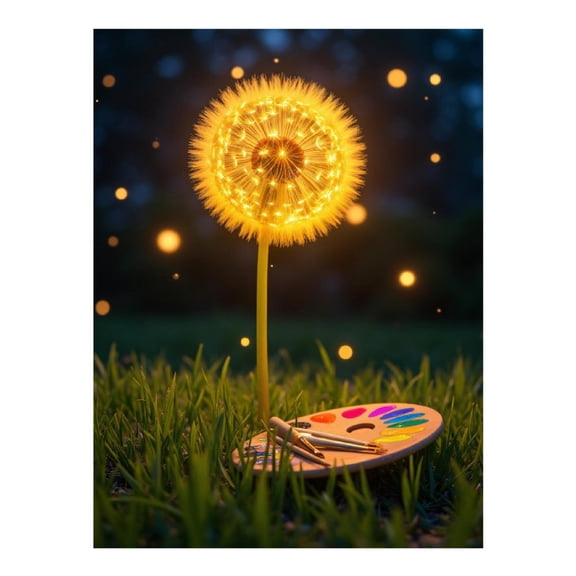 Diamond Art Kit for Adults, Glowing Dandelion Art Palette Night Diamond Painting for Adults Beginners, 5D DIY Diamond Art Painting Kits, Colorful Diamond Painting Craft for Home Decor 12x16