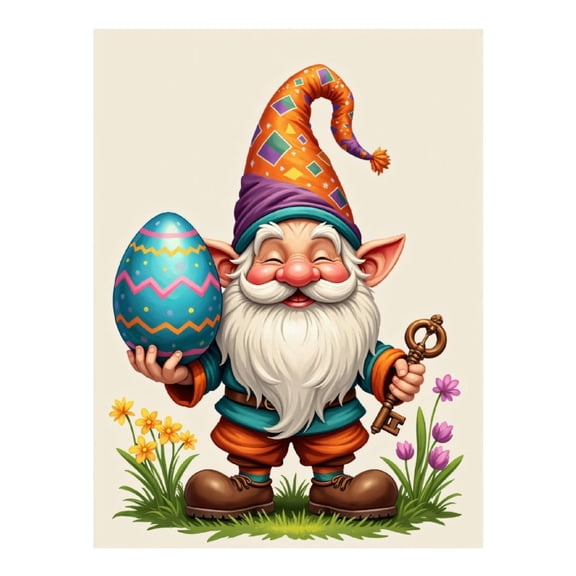 Diamond Art Kit for Adults, Gnome Easter Egg Key Spring Blooms Diamond Painting for Adults Beginners, DIY Diamond Art Painting Kits, 5D Diamond Painting Crafts for Home Decor 12x16 Frameless