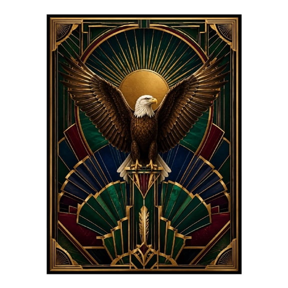 Diamond Art Kit for Adults, Gold Deco Eagle Diamond Painting for Adults Beginners, 5D DIY Diamond Art Painting Kits, Colorful Diamond Painting Craft for Home Decor 12x16