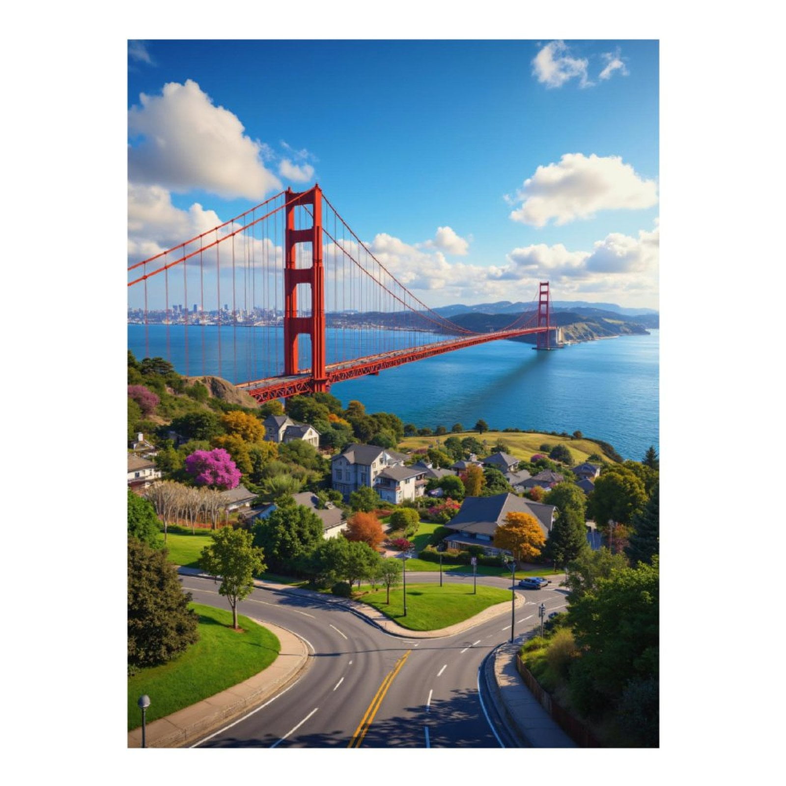 Diamond Art Kit for Adults, Golden Gate Bridge Scenic View Diamond Painting for Adults Beginners, 5D DIY Diamond Art Painting Kits, Colorful Diamond Painting Craft for Home Decor 12x16