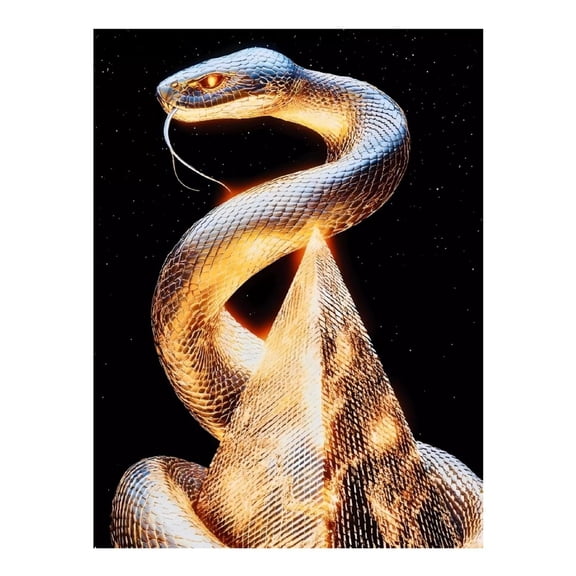 Diamond Art Kit for Adults, Golden Serpent Around Illuminated Pyramid Diamond Painting for Adults Beginners, DIY Diamond Art Painting Kits, 5D Diamond Painting Crafts for Home Decor 12x16 Frameless