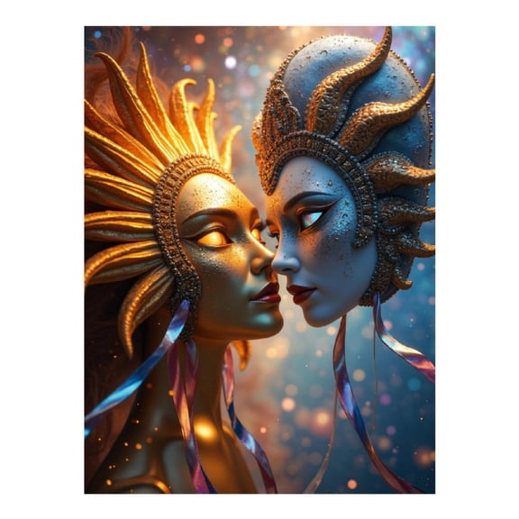 Diamond Art Kit for Adults, Golden Sun Moon Faces Art Diamond Painting for Adults Beginners, DIY Diamond Art Painting Kits, 5D Diamond Painting Crafts for Home Decor 12x16 Frameless