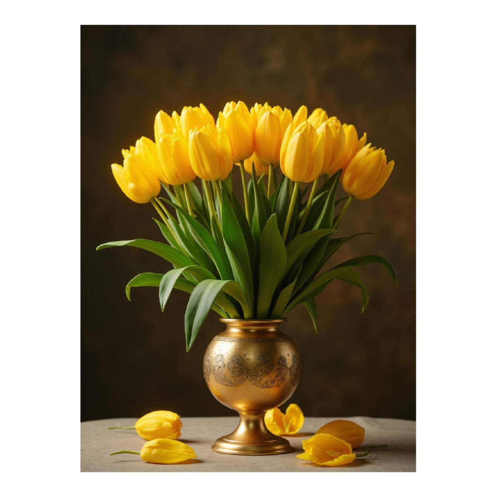 Diamond Art Kit for Adults, Golden Vase Yellow Tulips Bouquet Diamond Painting for Adults Beginners, 5D DIY Diamond Art Painting Kits, Colorful Diamond Painting Craft for Home Decor 12x16