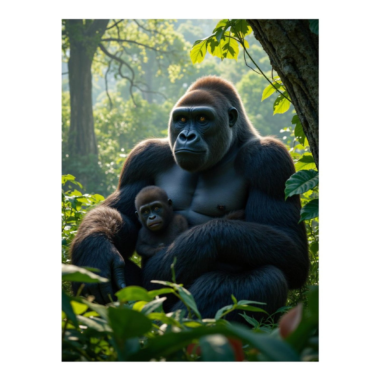 Diamond Art Kit for Adults, Gorilla Family In Lush Jungle Diamond Painting for Adults Beginners, DIY Diamond Art Painting Kits, 5D Diamond Painting Crafts for Home Decor 12x16 Frameless