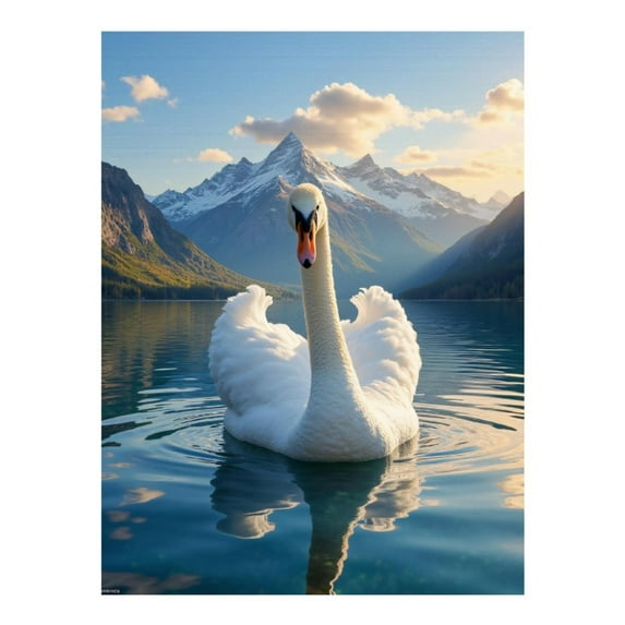 Diamond Art Kit for Adults, Graceful Swan Lake Mountain Reflection Diamond Painting for Adults Beginners, 5D DIY Diamond Art Painting Kits, Colorful Diamond Painting Craft for Home Decor 12x16