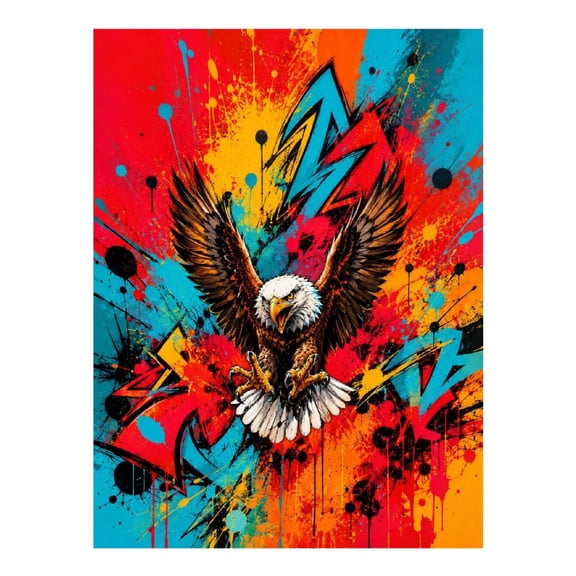 Diamond Art Kit for Adults, Graffiti Eagle Diamond Painting for Adults Beginners, 5D DIY Diamond Art Painting Kits, Colorful Diamond Painting Craft for Home Decor 12x16