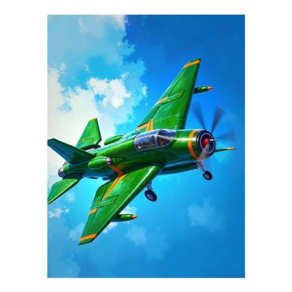 Diamond Art Kit for Adults, Green Airplane Blue Sky Flight Diamond Painting for Adults Beginners, 5D DIY Diamond Art Painting Kits, Colorful Diamond Painting Craft for Home Decor 12x16