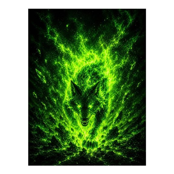 Diamond Art Kit for Adults, Green Cool Wolf Diamond Painting for Adults Beginners, 5D DIY Diamond Art Painting Kits, Colorful Diamond Painting Craft for Home Decor 12x16