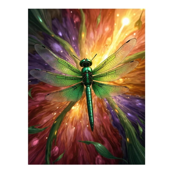 Diamond Art Kit for Adults, Green Dragonfly Colorful Vortex Diamond Painting for Adults Beginners, DIY Diamond Art Painting Kits, 5D Diamond Painting Crafts for Home Decor 12x16 Frameless