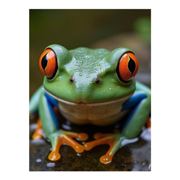 Diamond Art Kit for Adults, Green Orange Frog Close Up Diamond Painting for Adults Beginners, DIY Diamond Art Painting Kits, 5D Diamond Painting Crafts for Home Decor 12x16 Frameless