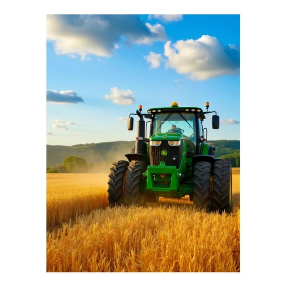 Diamond Art Kit for Adults, Green Tractor in Golden Wheat Field Diamond Painting for Adults Beginners, DIY Diamond Art Painting Kits, 5D Diamond Painting Crafts for Home Decor 12x16 Frameless