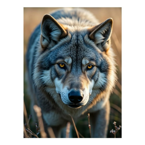 Diamond Art Kit for Adults, Grey Wolf Intense Gaze Nature Portrait Diamond Painting for Adults Beginners, 5D DIY Diamond Art Painting Kits, Colorful Diamond Painting Craft for Home Decor 12x16