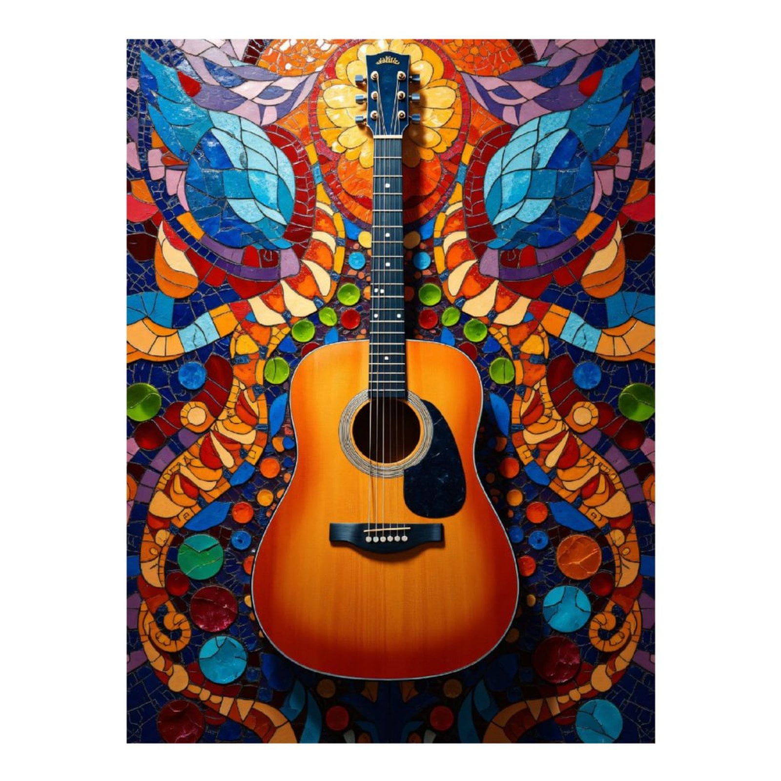 Diamond Art Kit for Adults, Guitar Vibrant Mosaic Art Display Diamond Painting for Adults Beginners, 5D DIY Diamond Art Painting Kits, Colorful Diamond Painting Craft for Home Decor 12x16