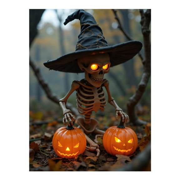 Diamond Art Kit for Adults, Halloween Skeleton Witch Pumpkins Diamond Painting for Adults Beginners, 5D DIY Diamond Art Painting Kits, Colorful Diamond Painting Craft for Home Decor 12x16