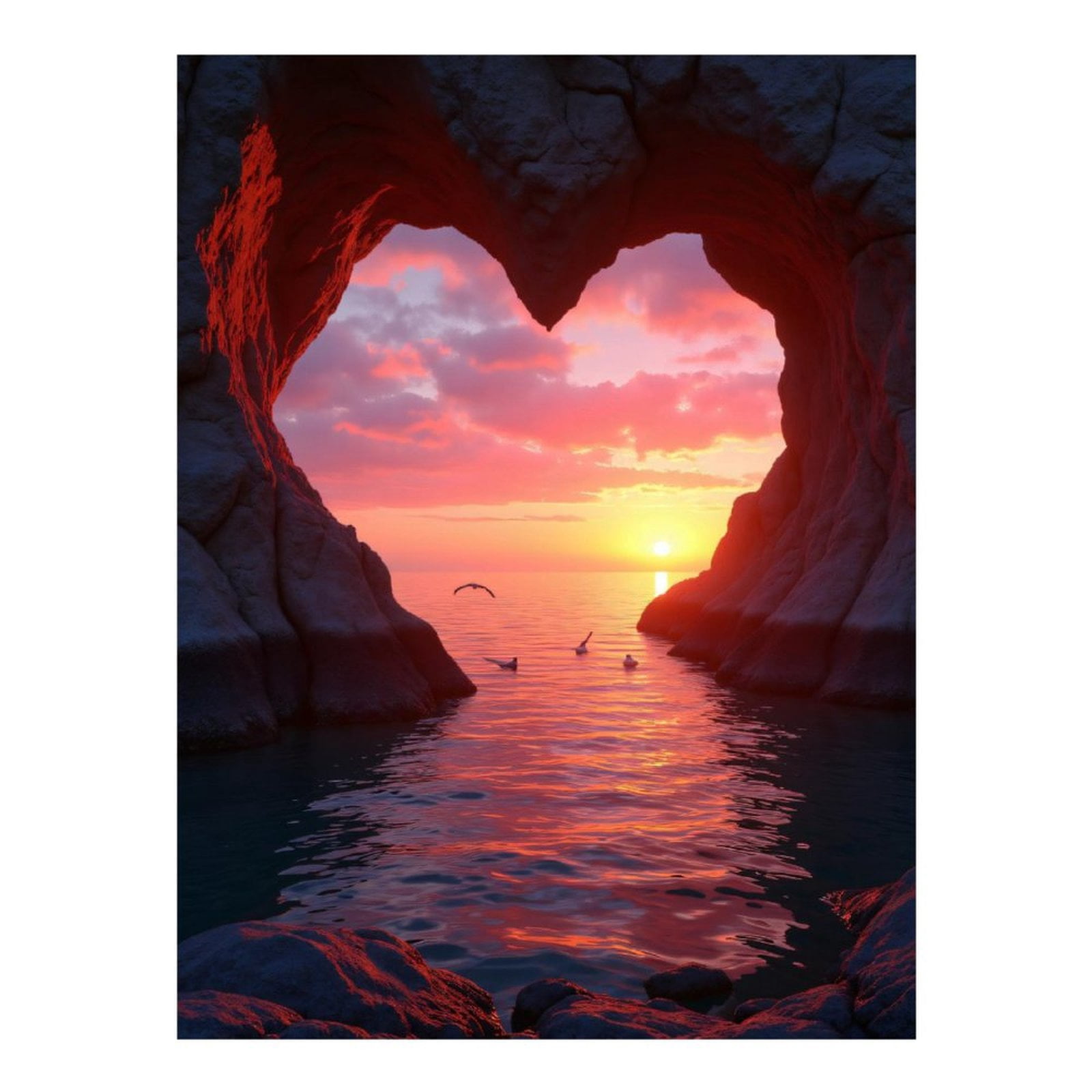 Diamond Art Kit for Adults, Heart-Shaped Rock Sunset Serenity Diamond Painting for Adults Beginners, 5D DIY Diamond Art Painting Kits, Colorful Diamond Painting Craft for Home Decor 12x16