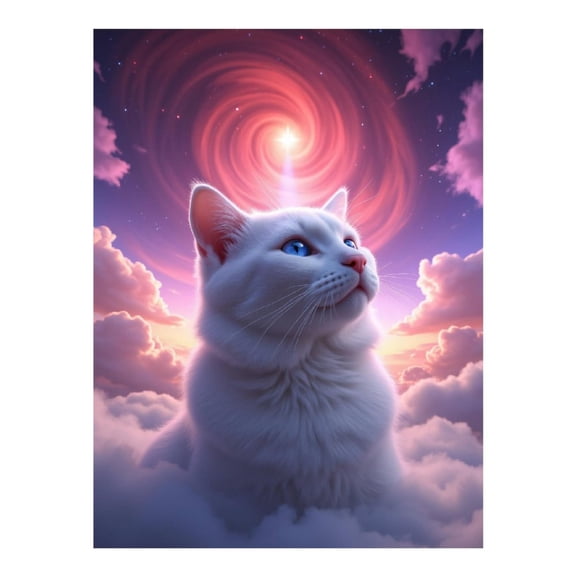 Diamond Art Kit for Adults, Heavenly Cat Dreamy Clouds Diamond Painting for Adults Beginners, DIY Diamond Art Painting Kits, 5D Diamond Painting Crafts for Home Decor 12x16 Frameless