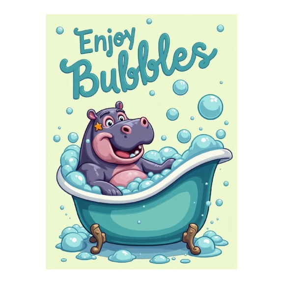 Diamond Art Kit for Adults, Hippo Bath Fun Cartoon Diamond Painting for Adults Beginners, 5D DIY Diamond Art Painting Kits, Colorful Diamond Painting Craft for Home Decor 12x16