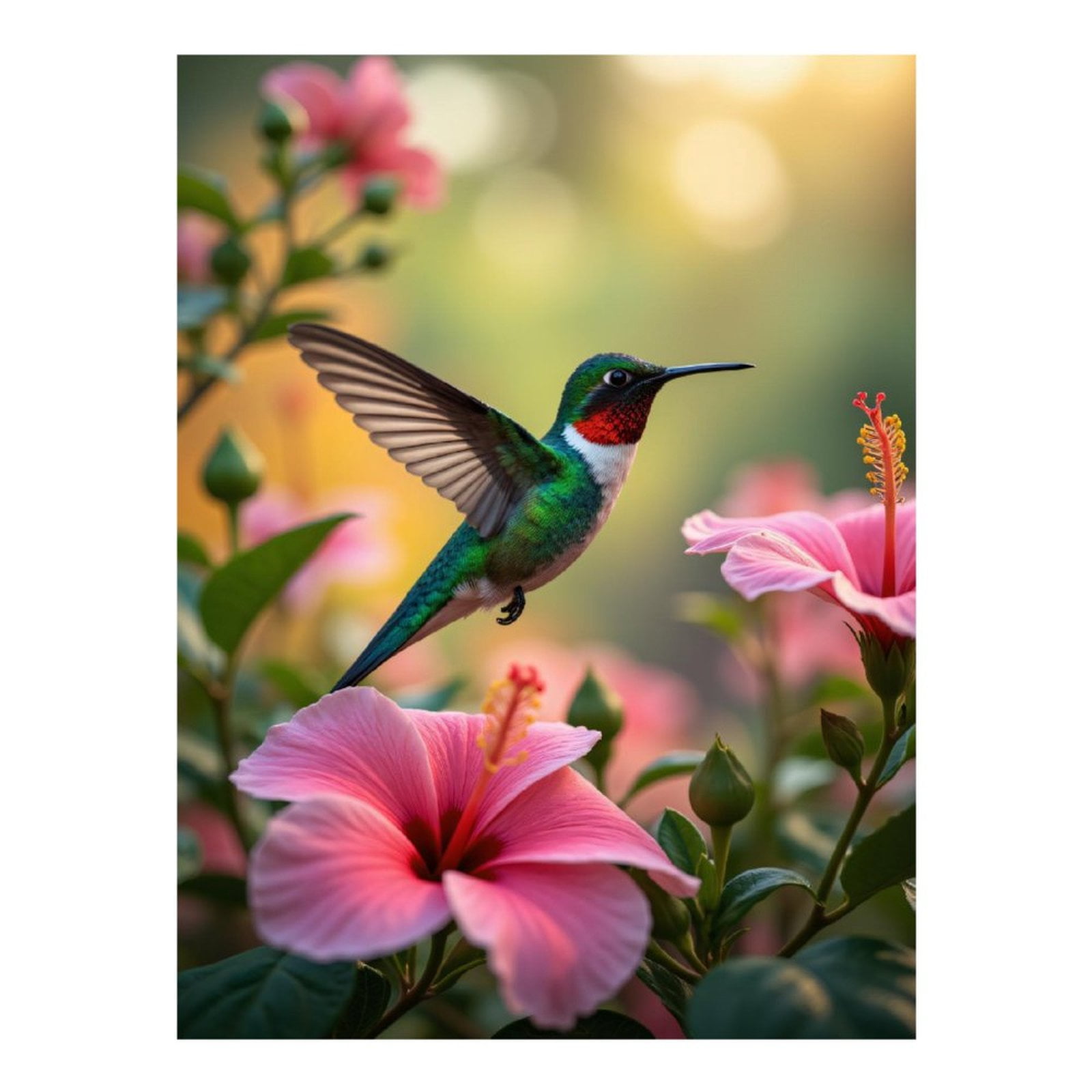 Diamond Art Kit for Adults, Hummingbird Among Pink Blossoms Diamond Painting for Adults Beginners, 5D DIY Diamond Art Painting Kits, Colorful Diamond Painting Craft for Home Decor 12x16